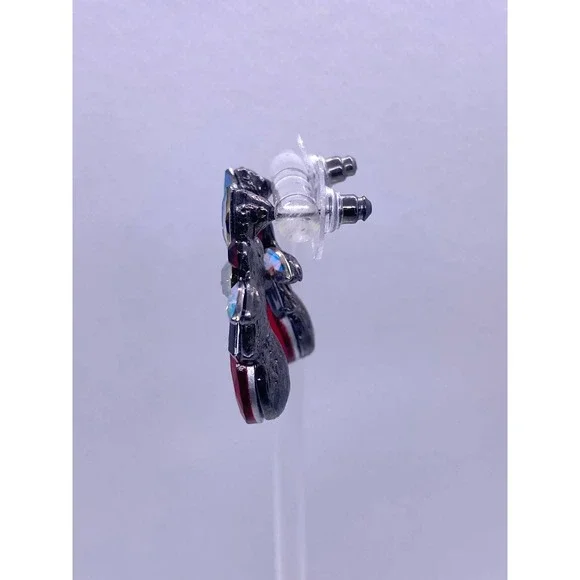 Imitation Red Ruby Rhinestone Cubic Zirconia CZ Post Earrings Set - Picture 5 of 7